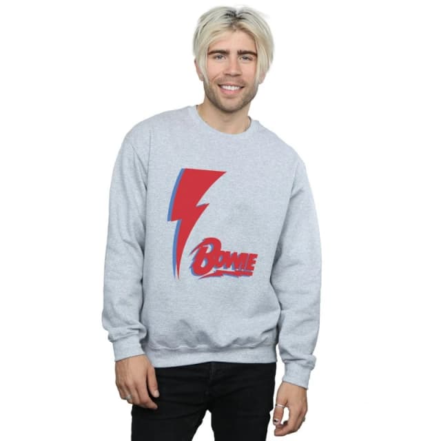 David Bowie David Bowie Men Red Bolt Sweatshirt in Grey Size: Small Grey S Male 5057972007839