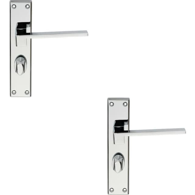Loops 2x PAIR Flat Straight Handle on Bathroom Backplate 180 x 40mm Polished Chrome Multi
