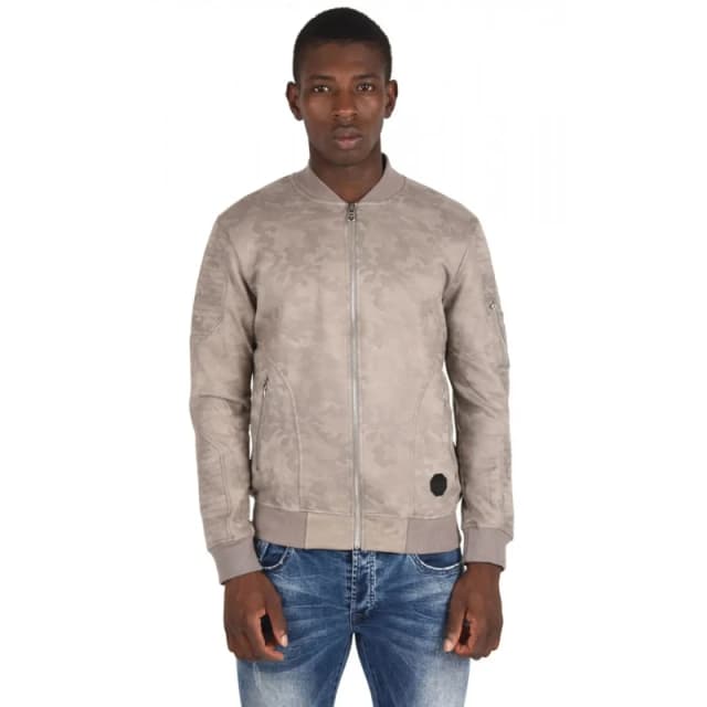 Project X Paris Biker-effect suede camo jacket Project X Paris Gris Male S