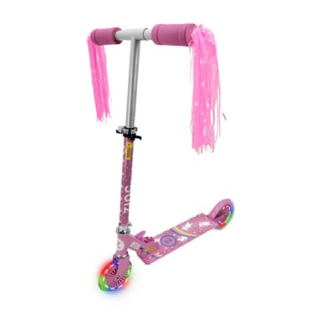 Hy-Pro Zinc Unicorn Folding Two Wheeled Scooter With Tassels And Light Up Wheels