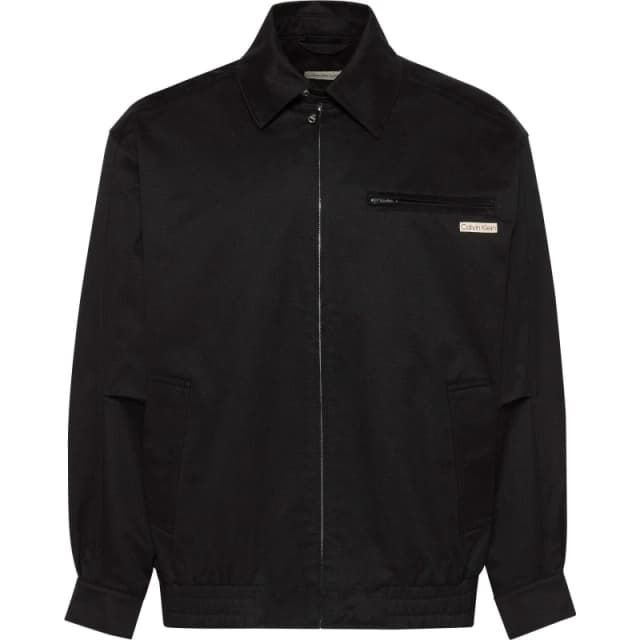 Calvin Klein Jeans Mens Logo Shirt Jacket Long Sleeve Zip Parka Black male S