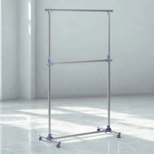FURNOLD Industrial Heavy Duty Adjustable Garment Rail On Wheels