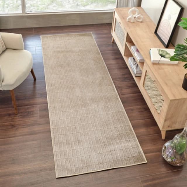 Our Pnw Home X Livabliss Scandi High Pile Light Beige Cascade Runner Rug 80 X 220 Cm - Easy Care, Ideal For Hallway