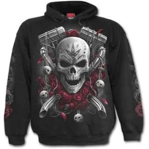 Day of the Dead Bikers Mens Medium Hoodie - Black
