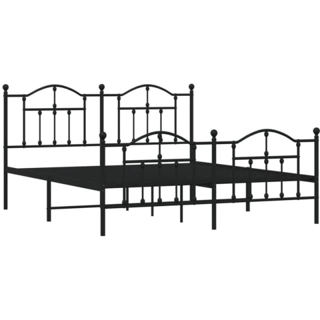 Vidaxl Metal Bed Frame With Headboard And Footboard Black 180X200 Cm Super King, Black 353461