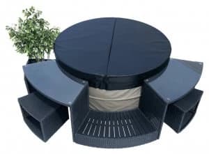 Canadian Spa Rattan Bar With Glass Top.