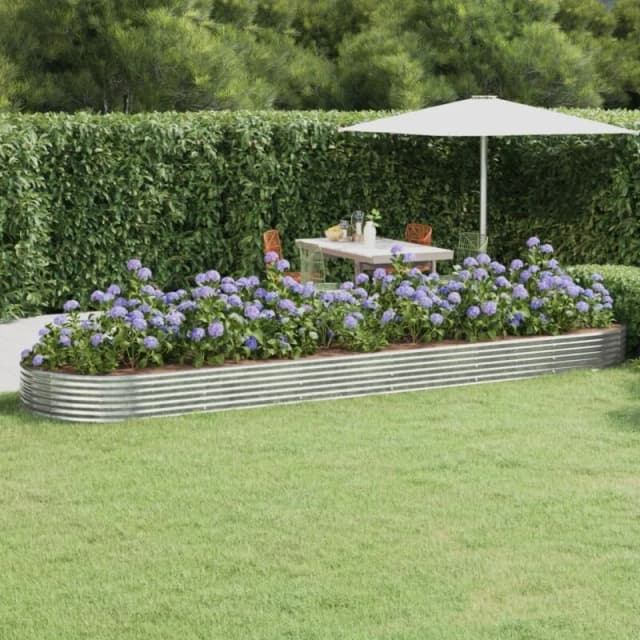 vidaXL Garden Raised Bed Powder-coated Steel 523x140x36cm Silver 319047