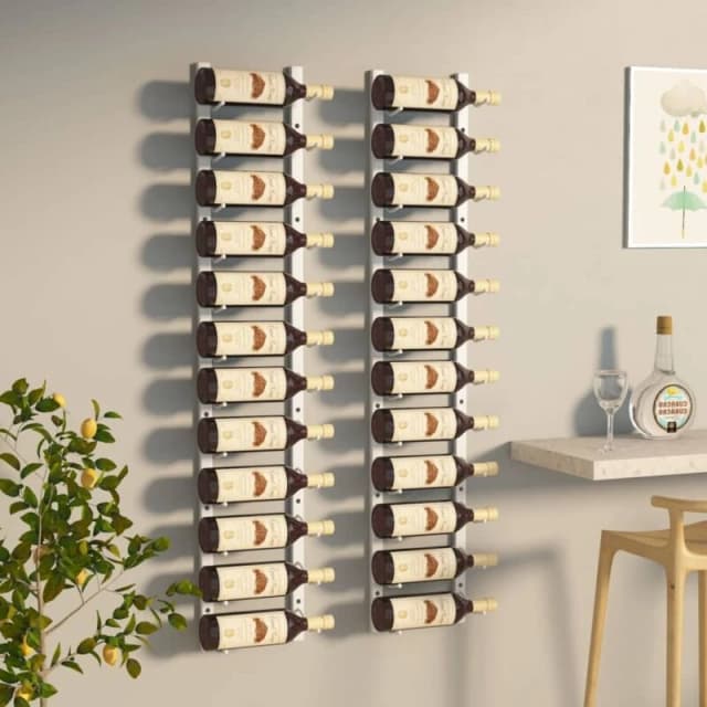 VIDAXL Wall Mounted Wine Rack for 12 Bottles 2 pcs White Iron Vidaxl 8720286826959