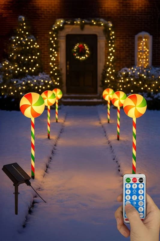 Neo Large 50cm Candy Cane Lolly Lollipop Christmas Remote Solar Size: 6 Pack Multicolor Unisex 6 Pack