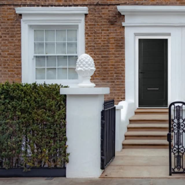 Lacerta Composite Door Monza Solid Black 890mm X 2090mm Open In Right Hand No Glass 10 Year Guarantee - Free Delivery & Smart Lock