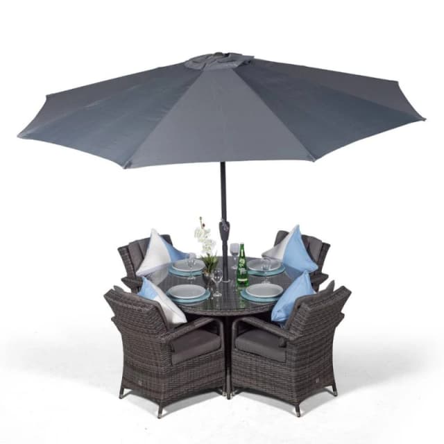 Thats Furniture Arizona Round 4 Seater Rattan Patio Dining Set in Grey Grey Unisex