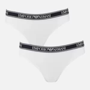 Emporio Armani Womens Iconic Logoband Bi-Pack Brazilian Briefs - White - M