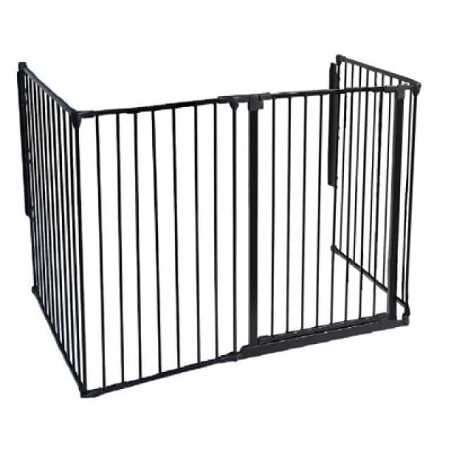 Safetots Extra Tall Multi Panel Fire Surround, 51Cm Deep X 144Cm Wide, Black, 105Cm High, Baby And Toddler Fire Guard