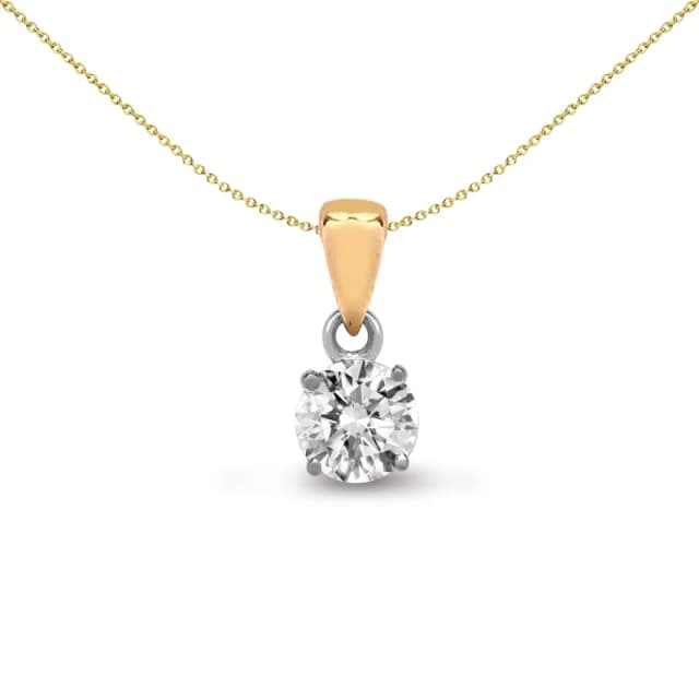 Jewelco London 18ct Gold 0.5ct Diamond Solitaire Charm Pendant - 18P004-050 Gold