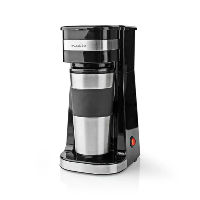 Nedis Single Serve 1 Cup Electric Filter Coffee Maker + 0.42L Double Wall Travel Mug - Black A-CAB231128-UKPLUG Coffee Maker
