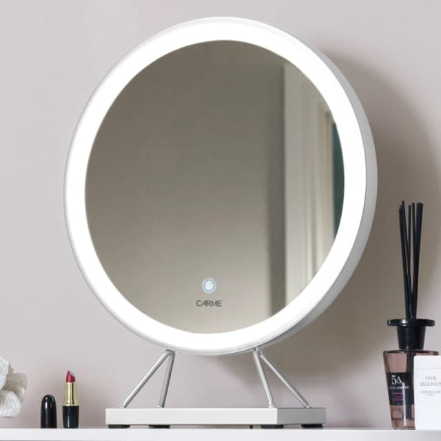 CARME HOME Belle Medium Silver Frame Touch Sensor LED Makeup Mirror with Lights Silver unisex