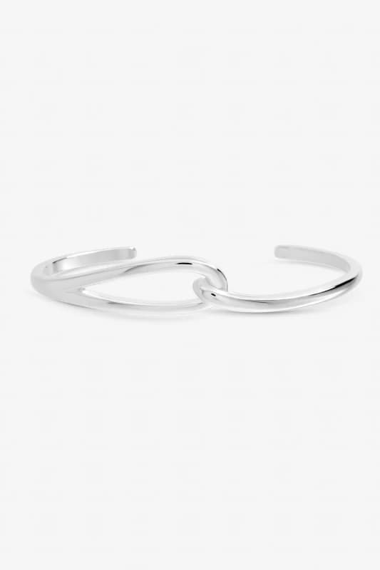 Inicio Womens Sterling Silver Plated Polished Open Link Cuff - Gift Pouch Silver Female One Size
