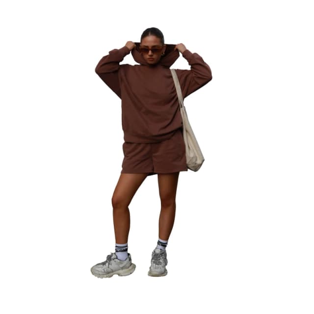 Agon Lounge Boxy Oversized Hoodie - Coffee Brown female 8 (XS)