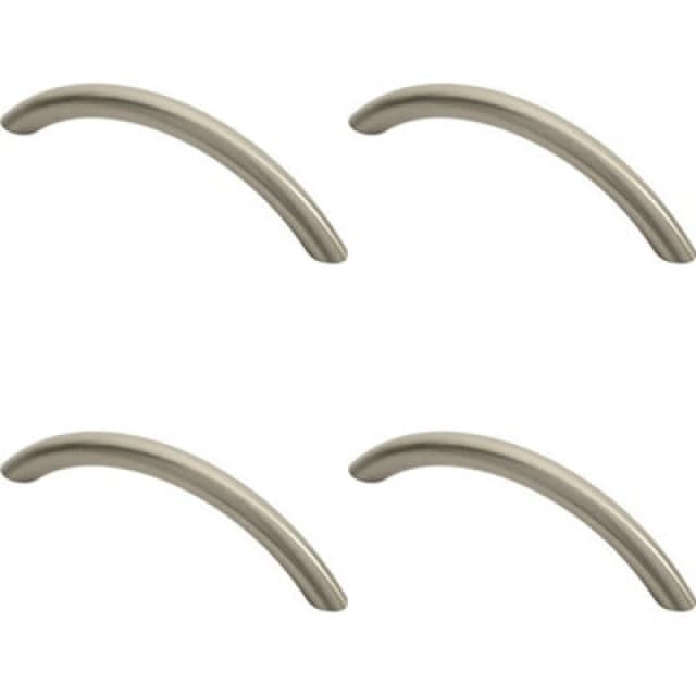 Loops 4x Curved Bow Cabinet Pull Handle 119 x 10mm 96mm Fixing Centres Satin Nickel Metallics unisex