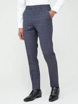 Ted Baker Sterling Check Trousers - Blue, Size 30, Men