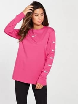 Nike Sportswear Swoosh Long Sleeve Top Pink Size L Women
