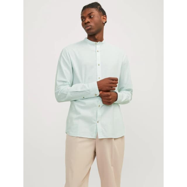 Jack and Jones Long Sleeve Buttoned Linen Shirt - Blue Blue XS