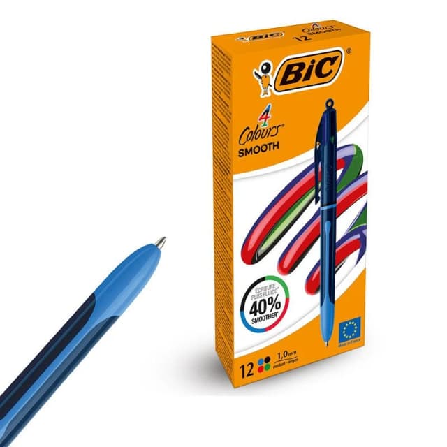 Bic Bic 4 Colours Pro Ballpoint Pen Black Barrel Medium (Pack of 12) 524095 524095