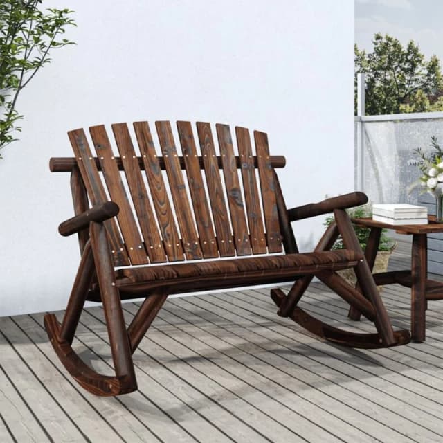 VIDAXL 2-Seater Garden Rocking Bench 123x96x102cm Solid Wood Spruce Vidaxl 8720845754662
