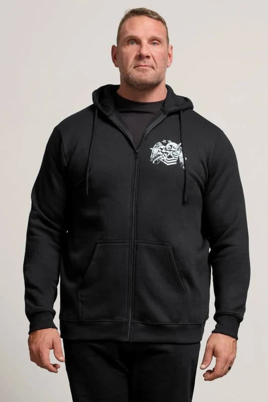 BadRhino BadRhino Men Skull Military Zip Through Hoodie in Black Size: X-Large Black XL Male 5063589961822