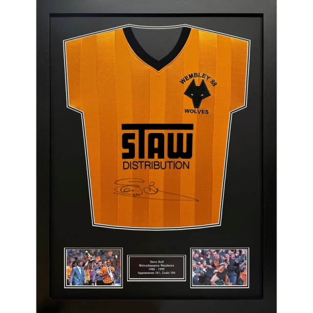 AllStarSignings Ltd Steve Bull signed Wolves Wembley 1988 shirt Gold unisex One Size