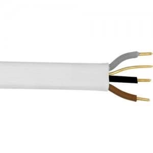 Zexum White 2.5mm 24A Brown Black Grey Three Core and Earth 6243B Flat LSZH Low Smoke Zero Halogen Harmonised Lighting Power Cable - 1 Meter
