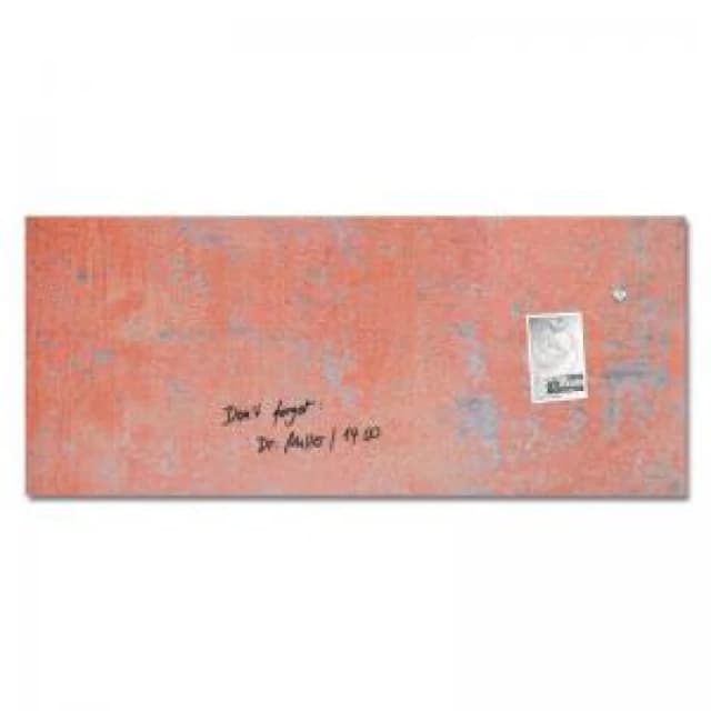 Wall Mounted Magnetic Glass Board 1300x550x18mm - Red Wall Matt