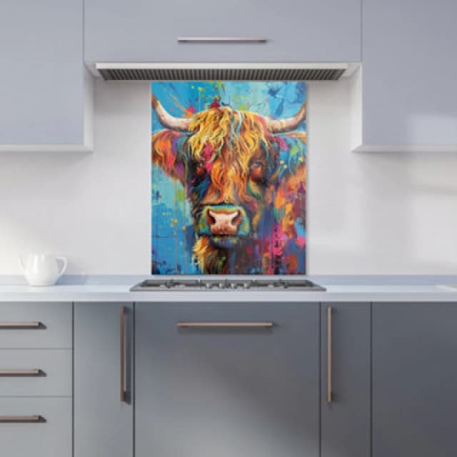 Warren Reed Designer Splashart Highland Cow Kitchen Splashback