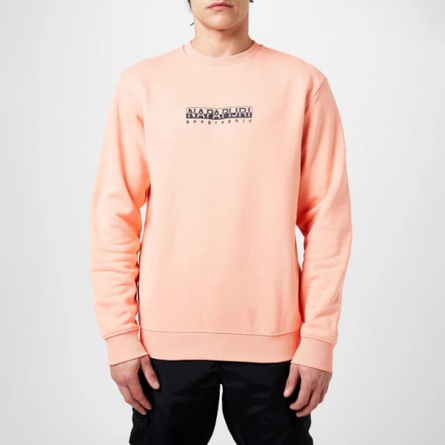 Napapijri Box Logo Crew Sweatshirt Salmon Pink male S