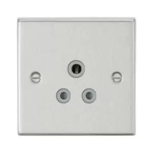Knightsbridge - 5A Unswitched Socket - Square Edge Brushed Chrome Finish with Grey Insert