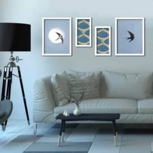 4P3040BCT002 Multicolor Decorative Framed MDF Painting (4 Pieces)