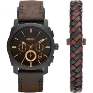 Mens Fossil Machine Gift Set Chronograph Watch