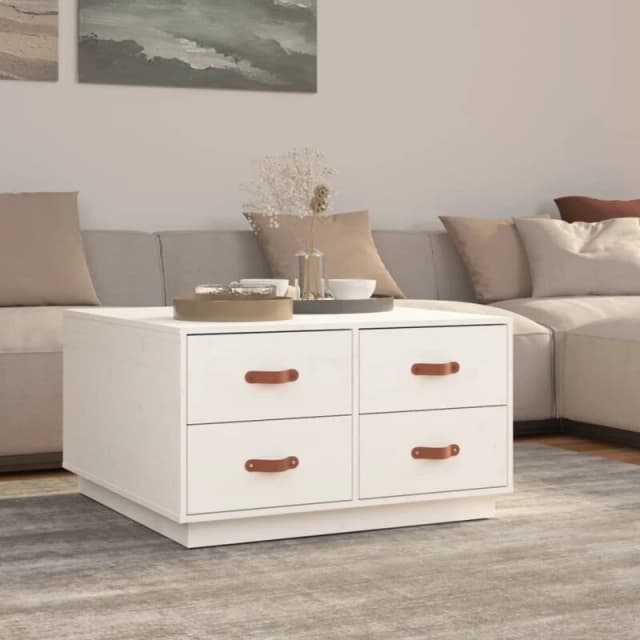 Vidaxl Coffee Table White 80X80X45cm Solid Wood Pine, White 821518