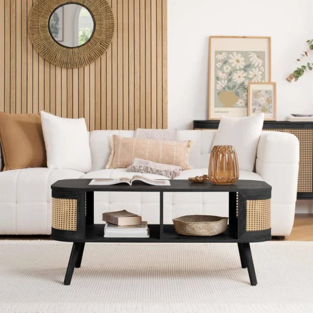 Birlea Noah Rattan and Black Coffee Table