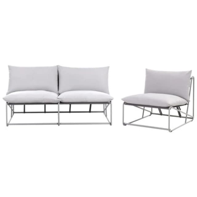 Beliani Garden Sofa Set 3 Seater Pico Metal Grey