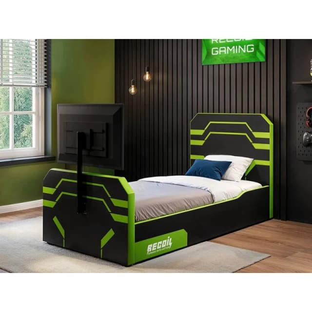 Recoil Alister Side Lift TV Ottoman Bed Black & Green Size: Single Black Unisex Single