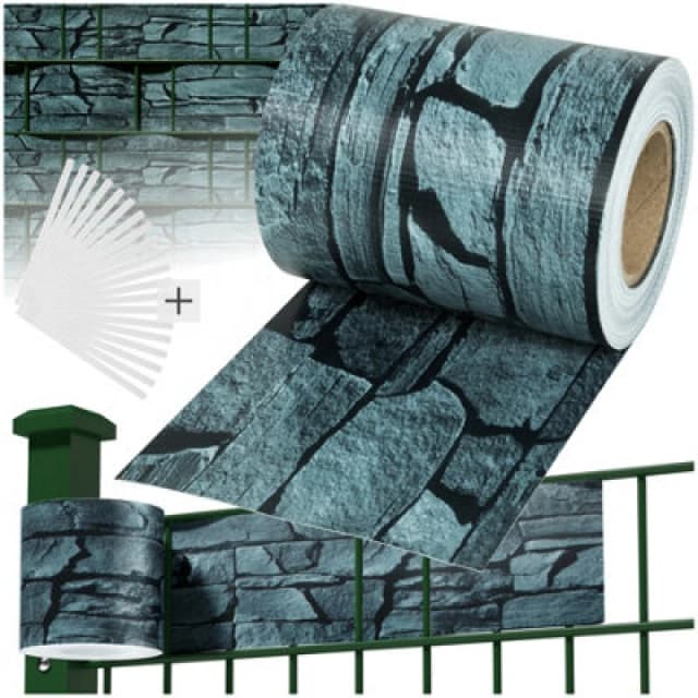 Tectake Privacy Film - Double-Sided Print, Opaque And Tear-Resistant, Fastening Clips Included - 70 M Slate