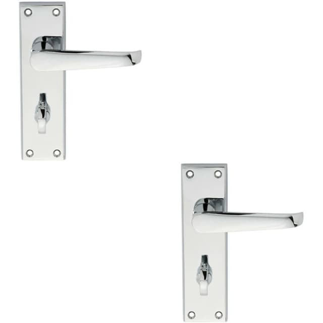 Loops 2x PAIR Straight Victorian Lever on Bathroom Backplate 150 x 43mm Chrome Multi