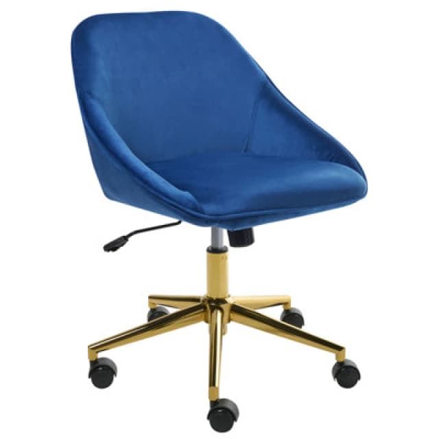 Beliani Desk Chair Bardsdale Velvet Navy Blue