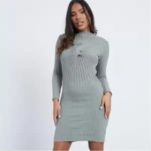 I Saw It First Twist Front Rib Knit Midi Dress - Green