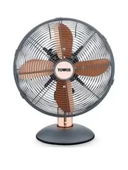 Tower Cavaletto 12" Metal Desk Fan - Grey/ Rose Gold