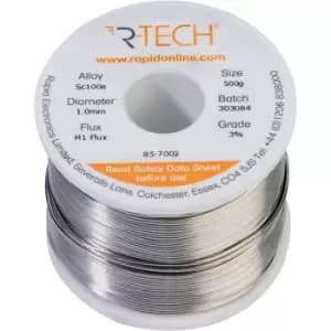 857002 SC100e Solder 3% M1 Flux 0.5-2% Halide 1.0mm 500g Reel - R-tech