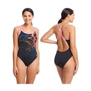 Zoggs Aqualast Flame Sprintback Swimsuit Black/Multi 32"