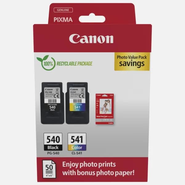 Canon PG-540/CL-541 Ink Cartridge + Photo Paper Value Pack