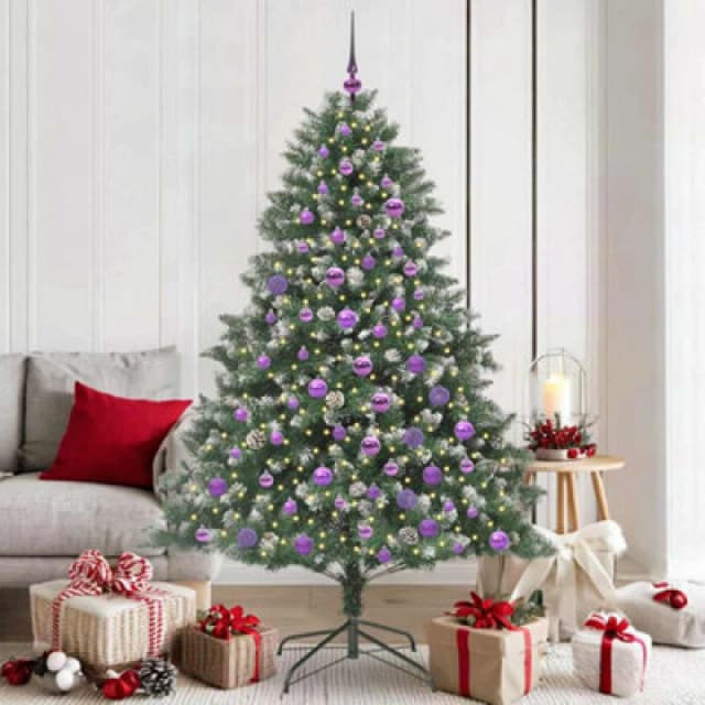 vidaXL Artificial Christmas Tree with Stand, Lilac Balls Green 126 x 126 x 180 cm, Green 3395239